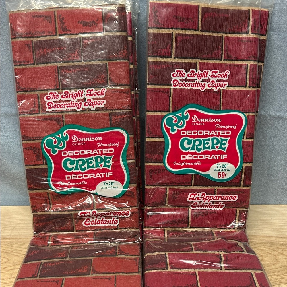 Vintage Dennison Red Brick Crepe Paper 7" X 20 inches